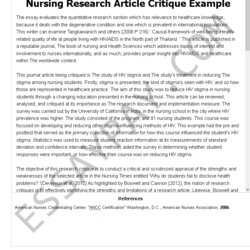 Critique Essay Examples Telegraph Nursing Research Article Example