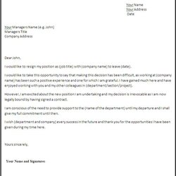 Resignation Letter Template Free Templates Sample Format Letters Word Professional Write Example Employee Ms