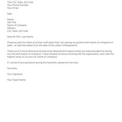 Simple Resignation Letter Examples Format Sample Template Example Resign Samples Word Formal Job Professional