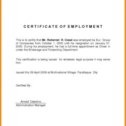 Certification Employment Letter Sample Job Certificate In Template Employee Format Service Certificates