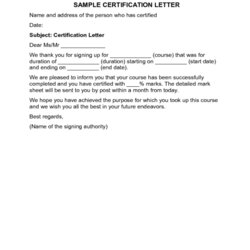 Terrific Certification Letter Templates Printable Forms Sample