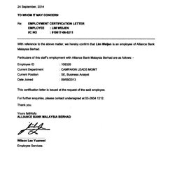 Preeminent Previous Employment Certification Letter Upcoming