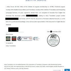 Admirable Certified Translation Services Certificate Letter For Translations