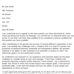 Matchless Manager Cover Letter Example