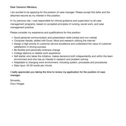 Very Good Case Manager Cover Letter Examples Template