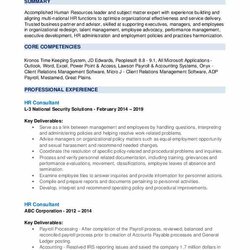 Cool Hr Consultant Resume Samples Human Resources Experience Work Example Related