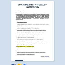 Superlative Management And Hr Consultant Job Description Template Google Docs