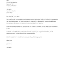 Very Good Simple Resignation Letter Examples Format Sample Template Short Position Formal Example Current