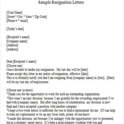 High Quality Free Sample Informal Resignation Letter Templates In Ms Word Week Simple Two Doc