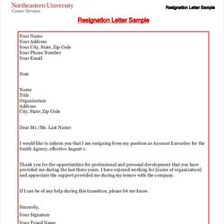 Informal Letter Of Resignation Template Sample Examples Word