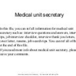 Medical Unit Secretary Width Bounds