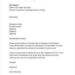 Magnificent Free Sample Resignation Letters In Ms Word Letter