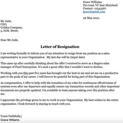 Outstanding Resignation Letter Samples