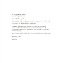 High Quality Email Resignation Letter Templates Free Word Format Download Sample Template Letters