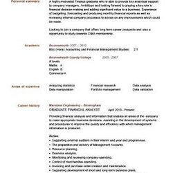 High Quality Help To Write First How An Awesome For Your Job Pic Graduate Financial Analyst Example