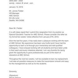 Capital Resignation Letter Example For Teachers Sample Teacher Letters Teaching Template Word Ms Database
