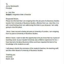 Wizard Free Sample Resignation Letter Templates In Ms Word Teacher Example Of