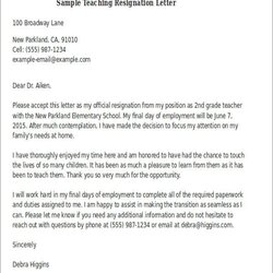 Matchless Sample Teaching Resignation Letter To Teacher Retirement Elementary Leave