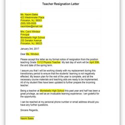 Excellent Teacher Resignation Letter Sample Template