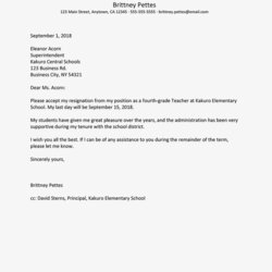 Fine Teacher Resignation Letter Examples Sample Write Change Application School Post Principal Teachers
