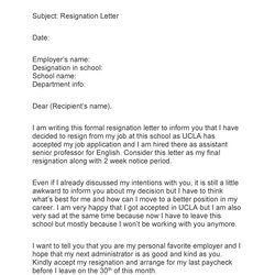 Great Best Teacher Resignation Letters Ms Word Letter