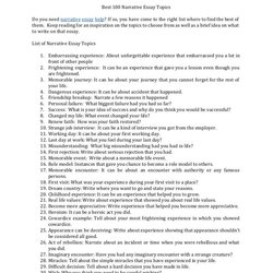 List Of Narrative Essay Topics And Short Examples