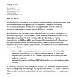 System Administrator Cover Letter Example To Download Template