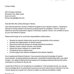 Brilliant Network Engineer Cover Letter Examples Sample