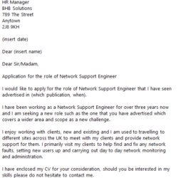 Eminent Network Support Engineer Cover Letter Example