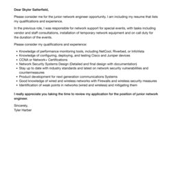 Wonderful Junior Network Engineer Cover Letter Velvet Jobs Template