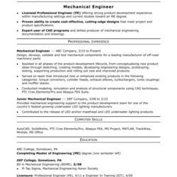 Sample Resume For Mechanical Engineer Monster Samples Engineering Professional Engineers Job Examples