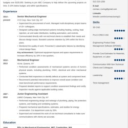Sublime Engineering Resume Templates Examples For Example