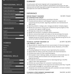 The Highest Quality Mechanical Engineer Resume Sample In Page