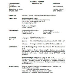 Perfect Engineering Resume Template Free Word Document Downloads Mechanical Format Fresher Engineer Example