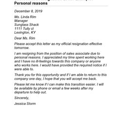 Spiffing Short Notice Resignation Letters Free Letter