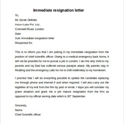 Brilliant Sample Resignation Letter Short Notice Free Documents Download In Immediate Word Templates