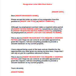 Exceptional Free Sample Resignation Letter Templates In Ms Word Notice Short Letters With