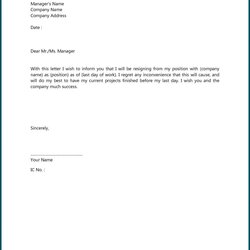 Explore Our Sample Of Short Notice Resignation Letter Template