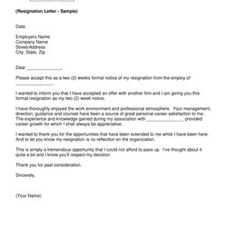 Splendid Simple Resignation Letter Examples Format Sample Template Notice Week Weeks Printable Two Example