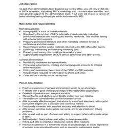 Wonderful Marketing And Office Administrator Job Description Person Specification