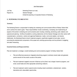 Sterling Marketing Director Job Description Templates Free Sample Example Word Template Format Download