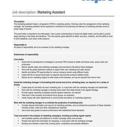 Super Marketing Assistant Job Description
