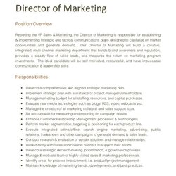 Marketing Director Job Description Sample Template