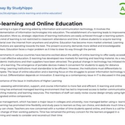 Splendid Learning And Online Education Essay Example