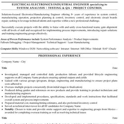 Super Industrial Engineer Resume Sample Template Canada Samples Templates Engineering Professional Electrical