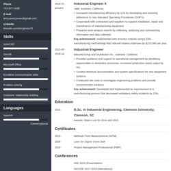 Industrial Engineer Resume Examples Guide Example Template Cascade