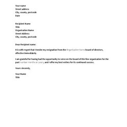 Marvelous Letter Of Resignation Template Sample Directors