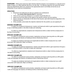 Marvelous Free Sample Good Resume Objective Templates In Ms Word Section Format