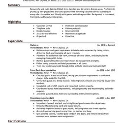 Outstanding Resume Examples Hospitality Member Crew Sample Hotel Example Skills Template Perfect Good Job