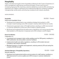 Hospitality Resume Examples With Guidance Sample